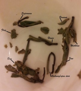 Tea leaf images for fortune-telling.